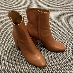 Gravity Pope, cognac leather ankle boots with block heel, size 39